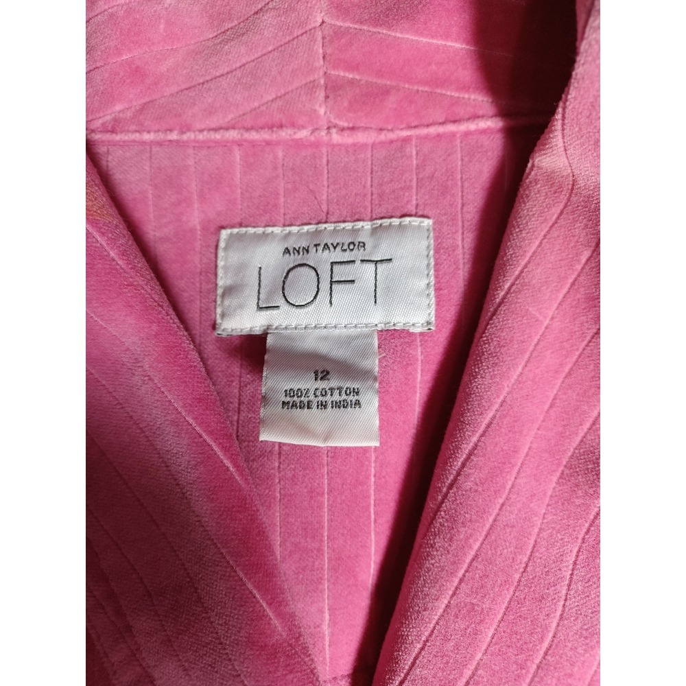 Ann Taylor Loft Blazer Womens 12 Pinstripe Corduroy Jacket Single Button Stained - Picture 6 of 6